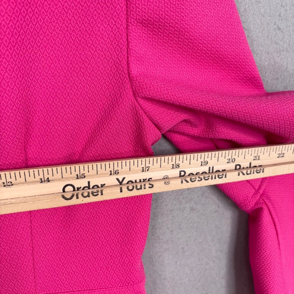 Trina Turk Dress Womens 12 Hot Pink Bell Sleeve V-Neck Shift Resort Contemporary - Picture 6 of 8